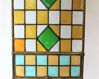 Stained Glass and Brass Fire Screen