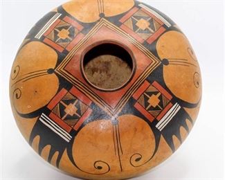 Robert Rivera "Hopi Eagle Design" Gourd Art - Signed