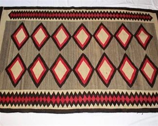 Native American Rug - gray, red, black diamond pattern