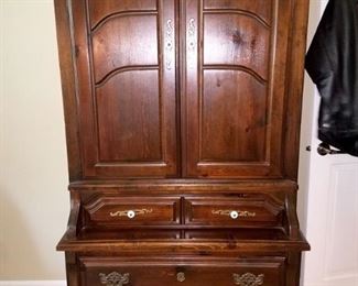 Retro tall wood dresser with matching bed and nightstand...