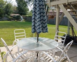 White patio table set