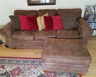 Leather sofa with ottoman