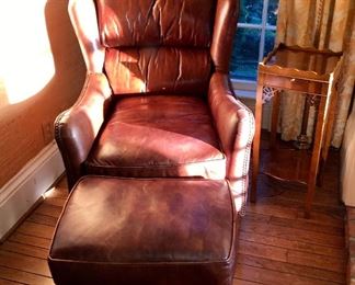 leather club chair and matching ottoman
