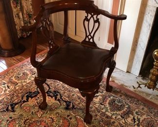 Hickory North Carolina mahogany Chippendale corner chair