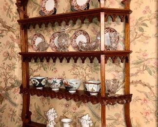Chippendale oriental influence Mahogany wall shelf