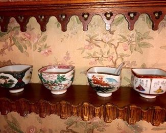 collection of hand painted rice bowls