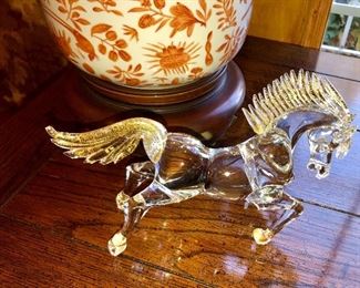 hand blown lead crystal horse