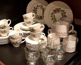 Christmas glassware and china