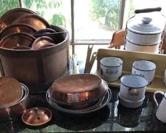 vintage copper cooking pans
