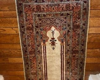 silk middle eastern prayer rug.
