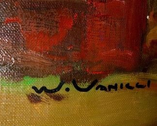 W. Vamiggl signature oil on canvas painting