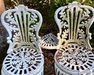 Victorian cast iron chairs-pair