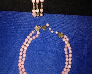 Mariam Haskell, 1889-1981,  native to Telly City Indiana, designed this sea glass beaded necklace and matching bracelet.   Bracelet needs minor repair.  