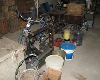 vintage bicycle and sewing machines