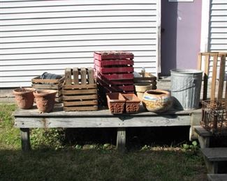 crates and flower pots
