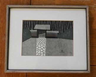 Framed Japanese Woodblock Print , Kiyoshi Saito