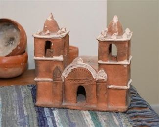 Mexican Folk Art Clay Pottery Churches