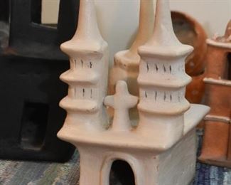 Mexican Folk Art Clay Pottery Churches
