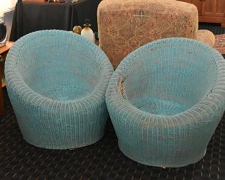 Mid Century Modern Wicker / Rattan Egg Chairs