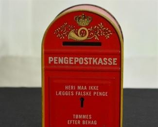 Vintage Danish Mail Box Tin Bank