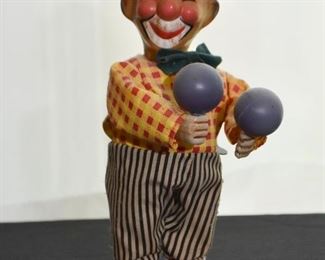 Vintage Wind Up Clown Toy - Maracas