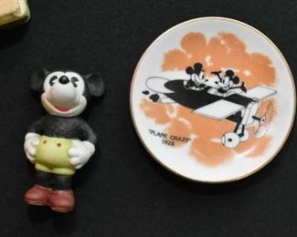 Mickey Mouse Figurine & Small Collectible Plate