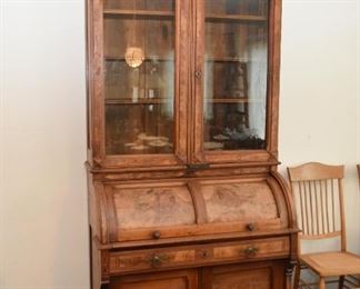 Antique Victorian / Eastlake Roll-Top Secretary with Display Hutch
