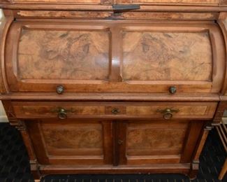 Antique Victorian / Eastlake Roll-Top Secretary with Display Hutch