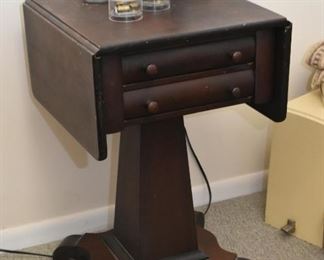 Antique Drop Leaf Side Table with Drawers