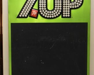Vintage 7 Up / Seven Up Tin Chalkboard Sign (Stout-Lite by Stout Industries, Inc.)