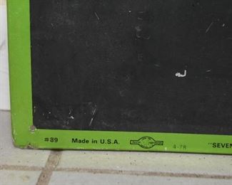 Vintage 7 Up / Seven Up Tin Chalkboard Sign (Stout-Lite by Stout Industries, Inc.)