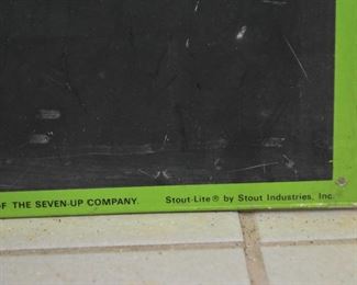 Vintage 7 Up / Seven Up Tin Chalkboard Sign (Stout-Lite by Stout Industries, Inc.)