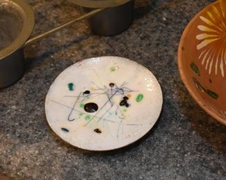 Small Mid Century Enameled Plate