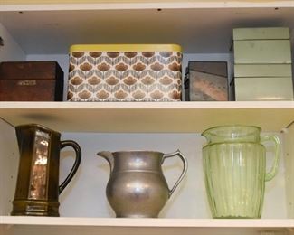 Vintage Pitchers, Tins, Recipe Boxes
