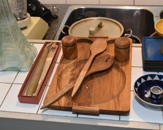 Teak Serving Board & Wooden Utensils