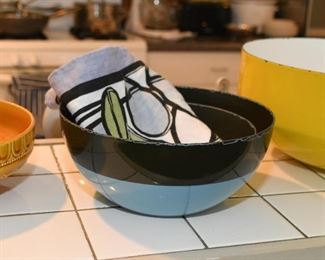 Vintage Enamel Bowls, Tea Towels