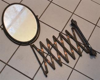 Industrial Age Oval Scissor Accordion Wall Mount Shaving / Vanity Mirror