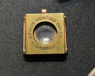 Antique Early 1900’s Advertising Hand Lens, Bowers Printing Ink Co, Chicago