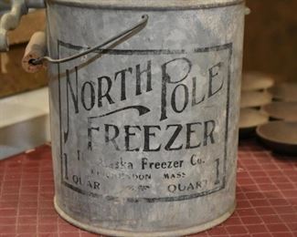 Antique North Pole Freezer Hand Crank Ice Cream Maker (missing some parts)