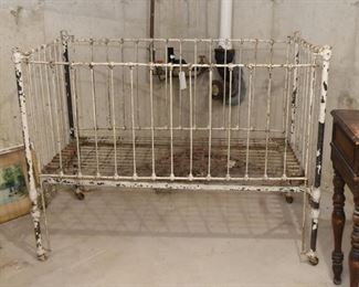 Antique Iron Baby Crib