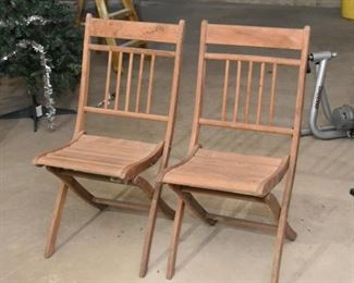 Pair of Vintage Wooden Folding Chairs