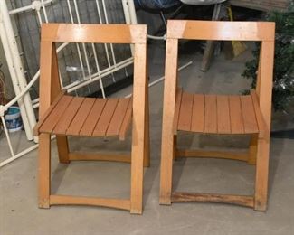 Pair of Vintage Wooden Folding Chairs