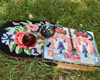 CIGAR BOX PURSE & VINTAGE SUN GLASSES
