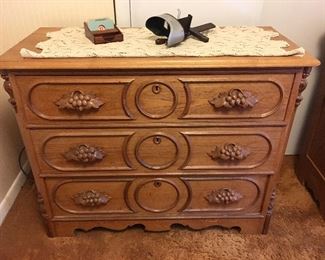 Antique 3 drawer chest w/ acorn  drawer pulls