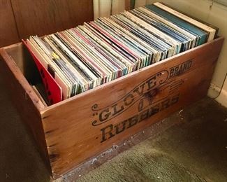 Vintage records, Advertising wooden box