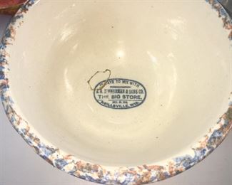 Red Wing Spongeware bowl w/ Wisconsin advertising (cracks) as seen in picture