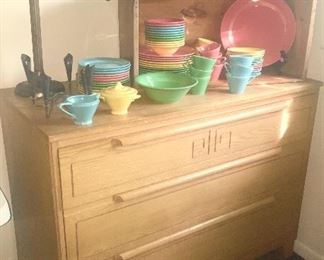 Vintage 3 drawer chest of drawers, Homer Laughlin dish set