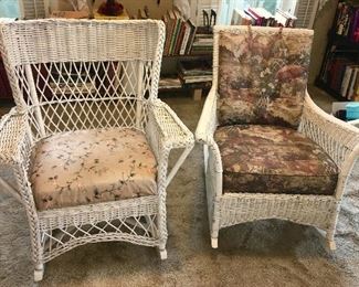 2 wicker rocking chairs