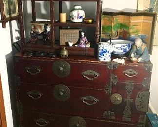 2 piece Oriental chests antique collectibles