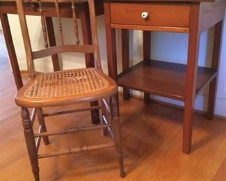 Vintage Desk, Caned Chair and Side Table https://ctbids.com/#!/description/share/228051